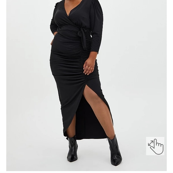 LAST CHANCE 🎉🎉 Torrid NWT  Black Studio Wrap Hi Lo Maxi Dress Sz 22 - Picture 3 of 16